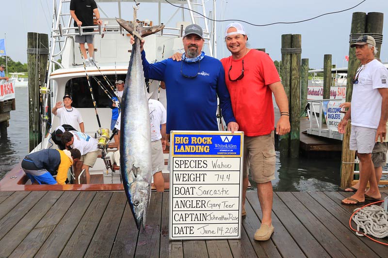 team sarcastic with their wahoo at 2018 big rock blue marlin tournament