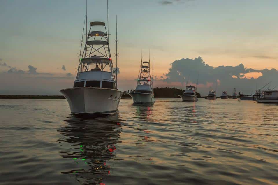 Sunrise and Carolina boats in Hatteras North Carolina.