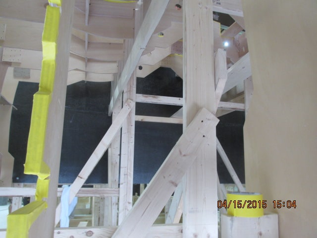 The main bulkheads are created in the lamination shop and inserted into the jig