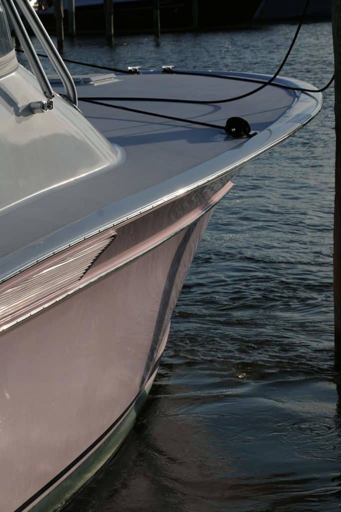 starboard hull of a yacht in water
