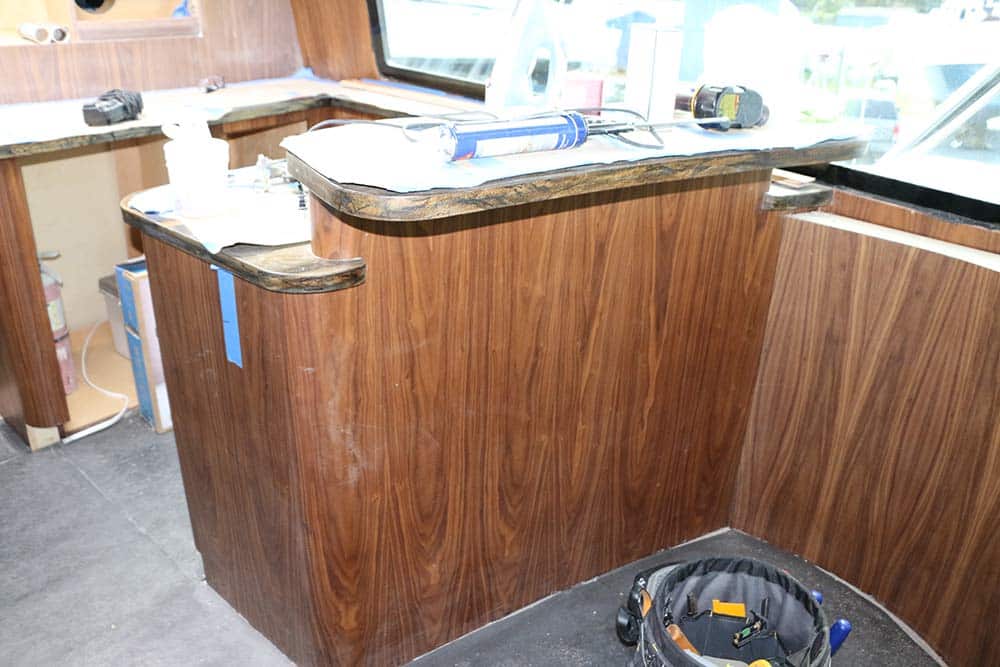 wooden yacht counters under construction