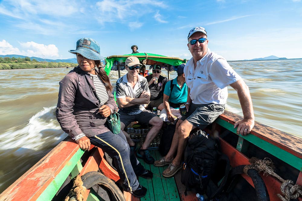 group of passengers in a boat near myanmar