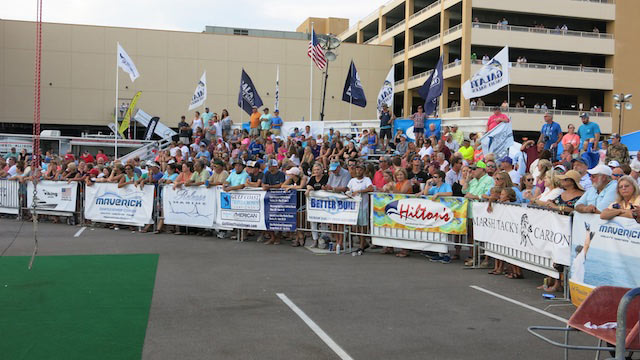 crowd at the weigh station of the 2018 mississippi gulf coast billfish classic