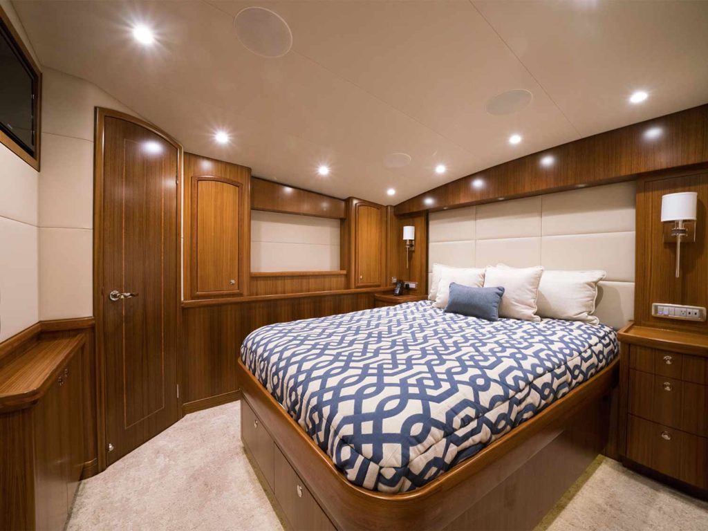 The master stateroom of an American Custom Yacht.