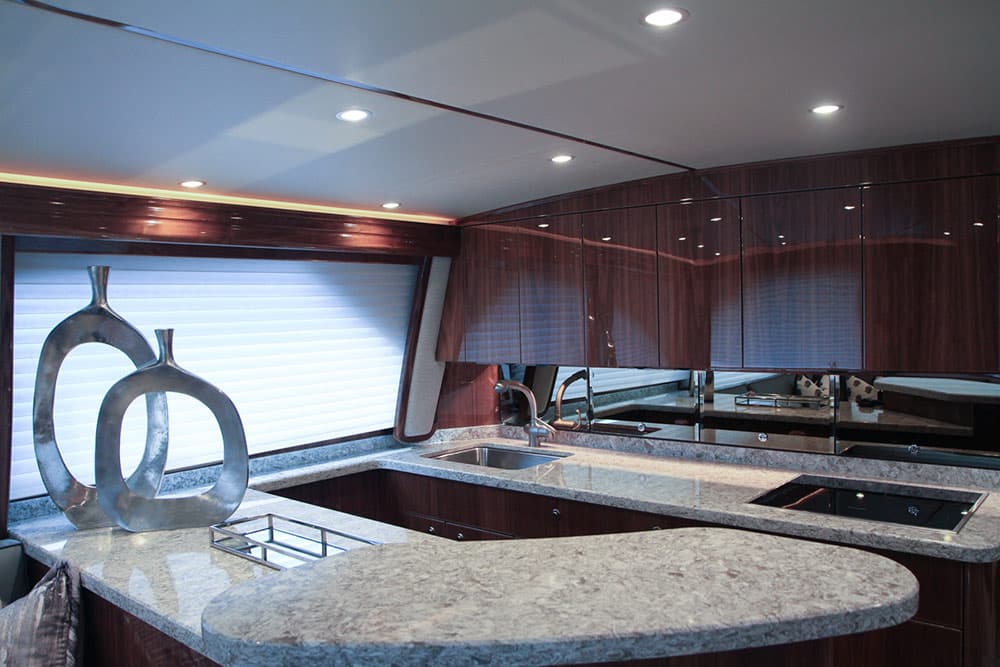 interior kitchen area of a viking yacht 58 convertible