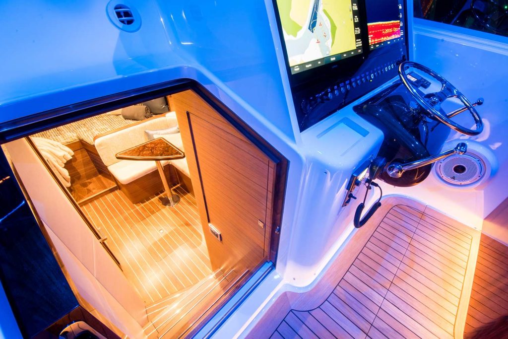 Winter Custom Yachts 46 galley entrance.