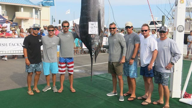 Team Pearl with their blue marlin at the 2018 Mississippi gulf coast billfish classic