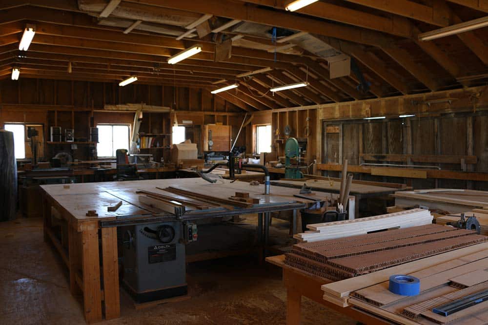 workshop interior at boat building factory