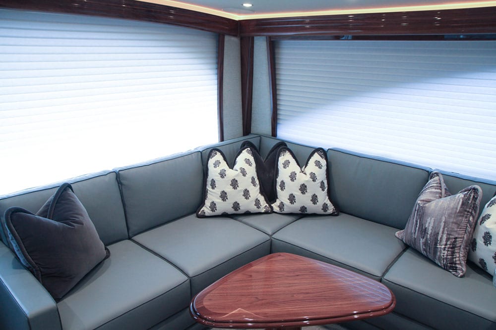 seating area inside viking yacht 58 convertible