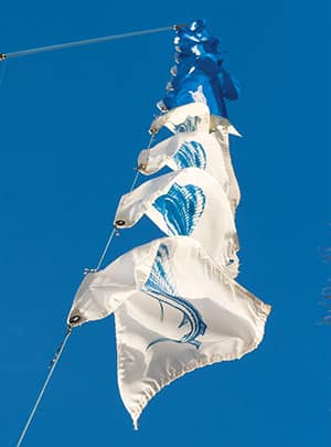flags on fishing boats