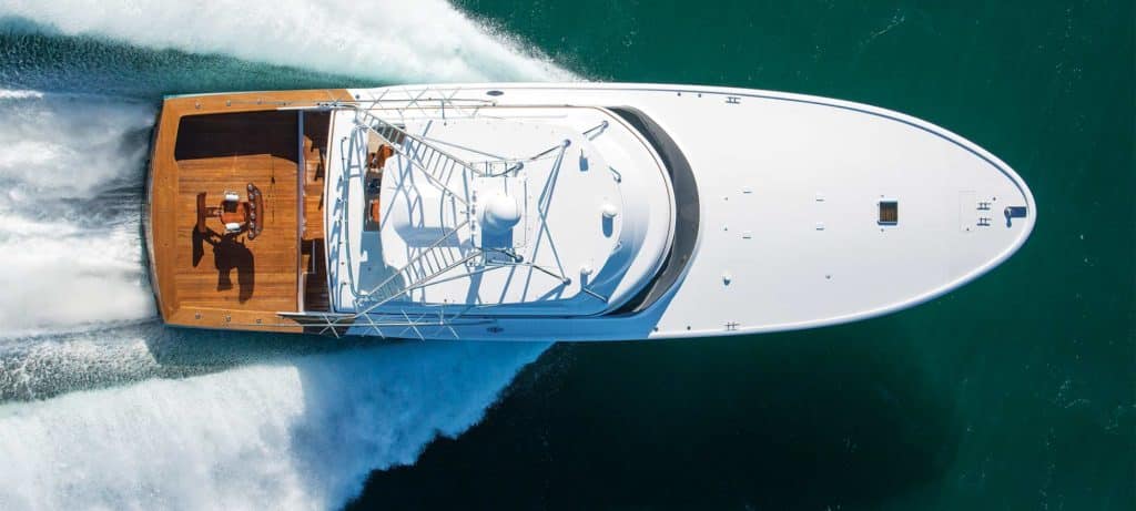 aerial view modern sport fisher boat
