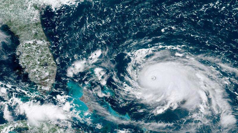 aerial view of hurricane dorian