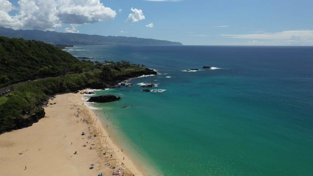 aerial view of a beach in Oahu, Hawaii