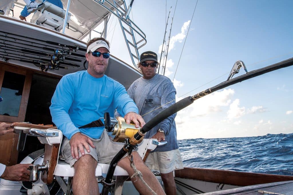 An angler in a fighting chair.