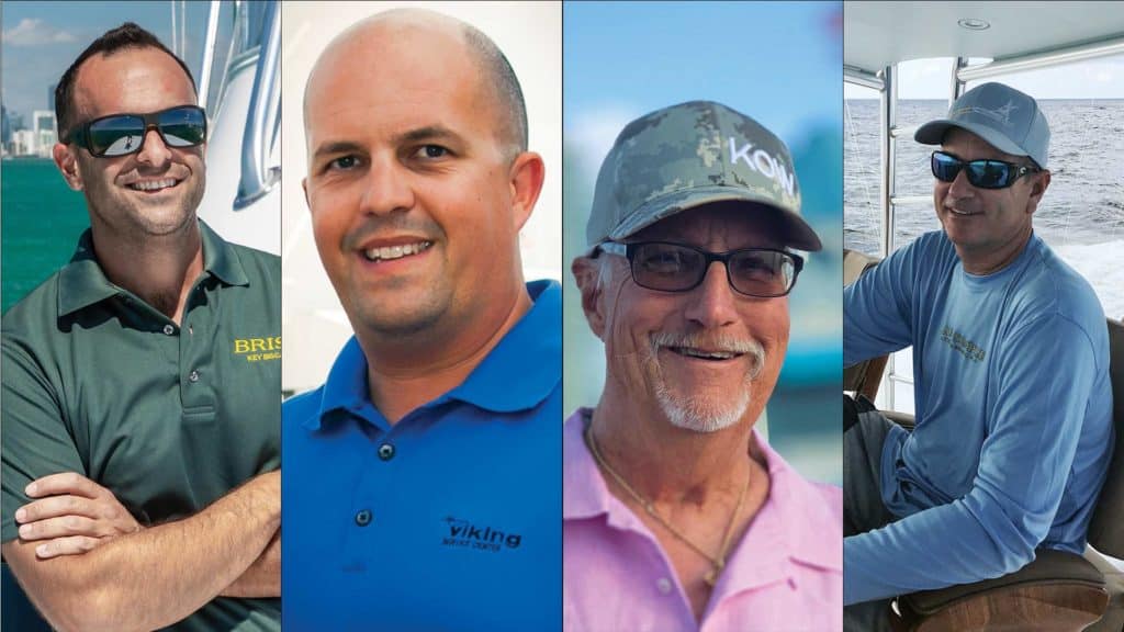 A collage of four sport-fishing boat captains.