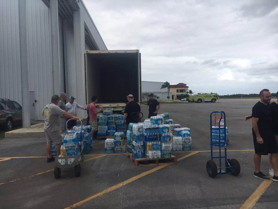 water bottles for Hurricane Matthew relief efforts