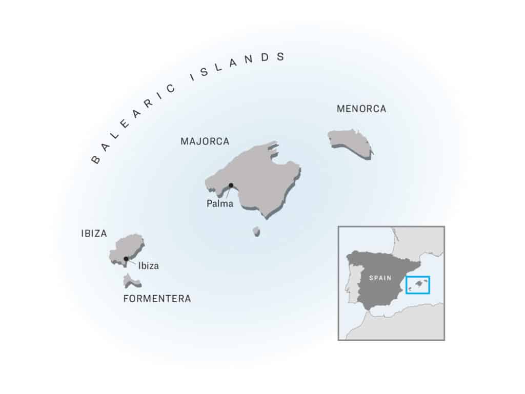 A small digital map of the Balearic Islands.