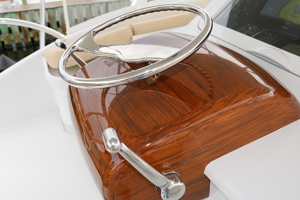 Bayliss 60 Gameboat helm steering wheel