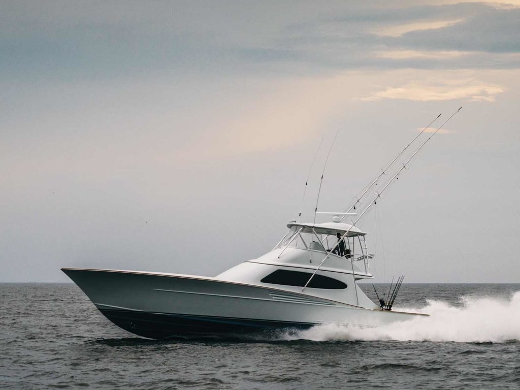 a bayliss boatworks 62 sport fishing boat on the water