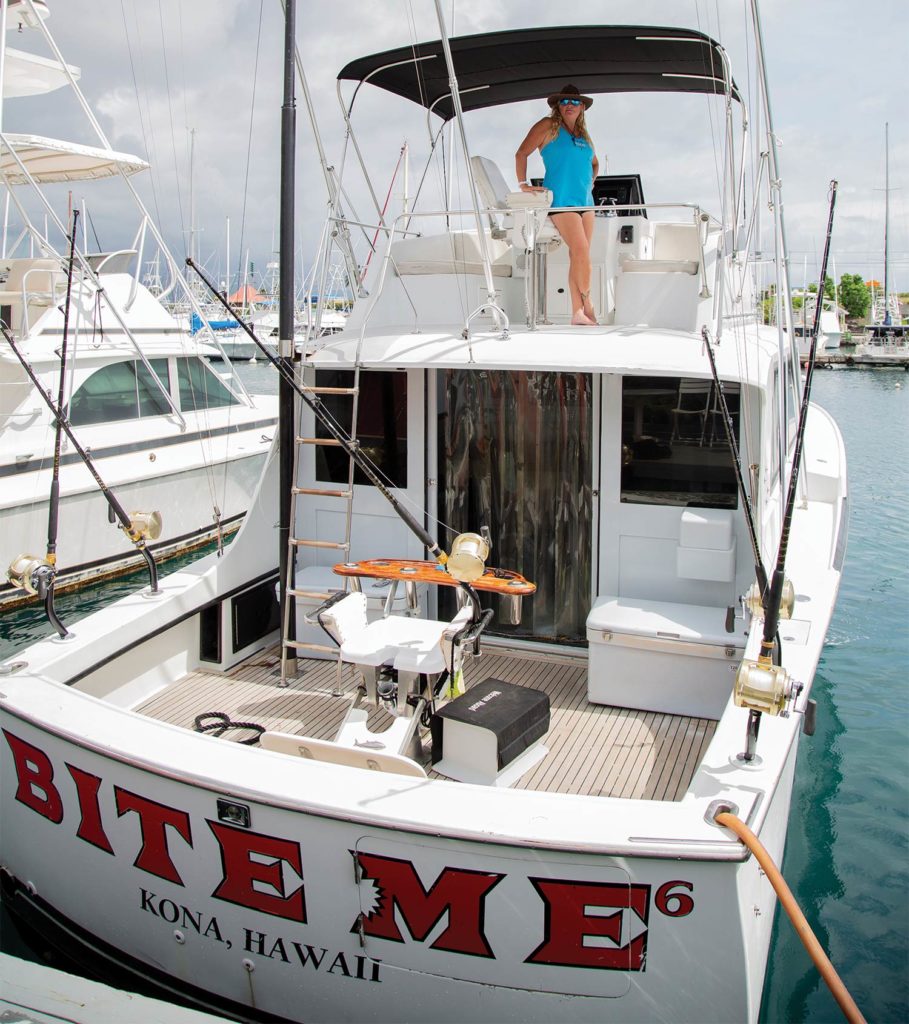 Deneen Wargo on Bite Me fishing boat.