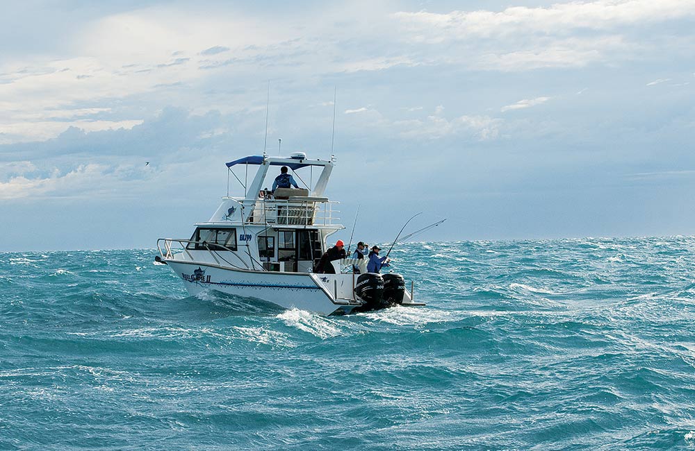 outboard boat trolling for sailfish