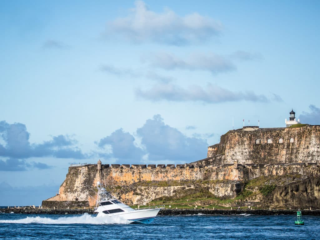 2016 International Billfish Tournament of San Juan, Puerto Rico boat with fort morro in background