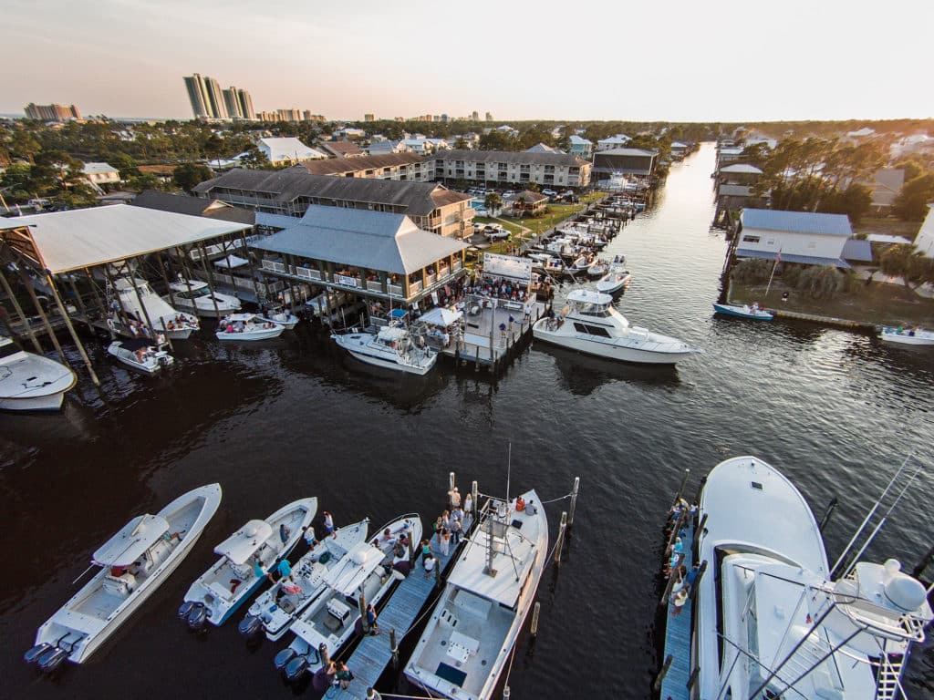 boats in water at Mobile, Alabama docks