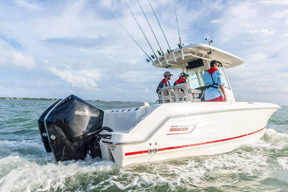 boston whaler yacht with mercury marine engines