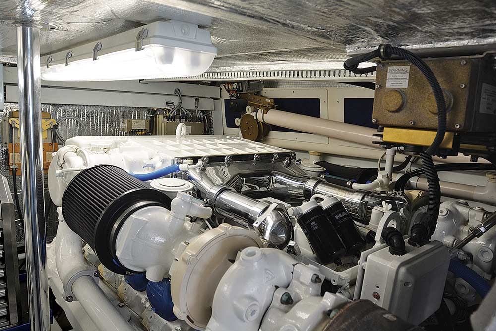 cabo yachts 45 custom engine room