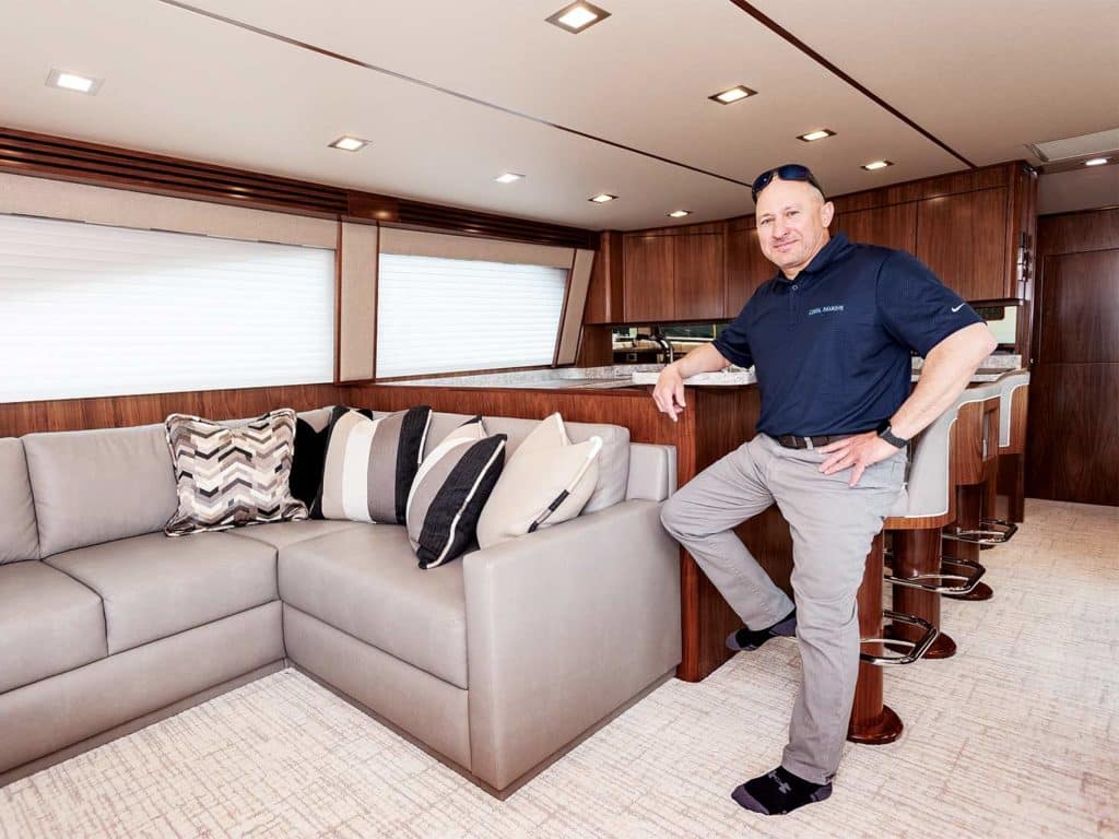Chris Costa in an interior boat salon