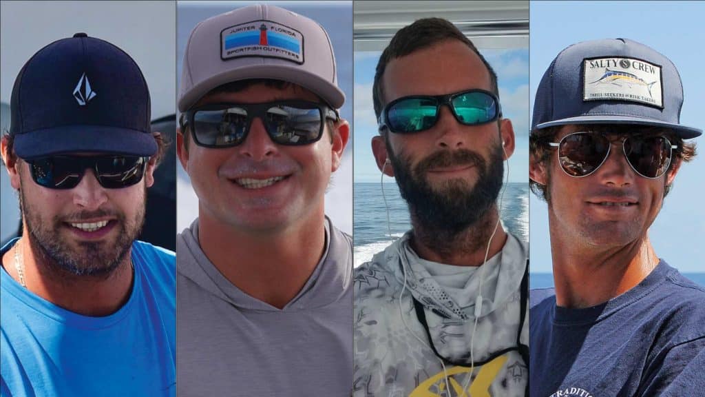 Collage of four boat crewmen.
