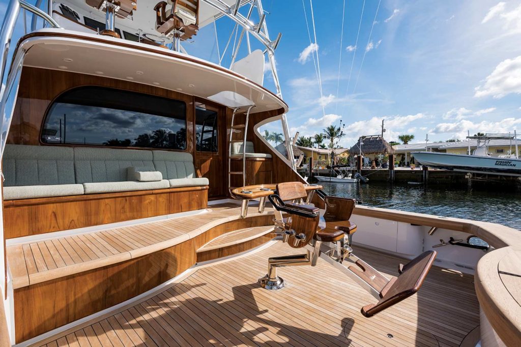 The deck and fighting char of the The F&S Yachts 61 Esme.
