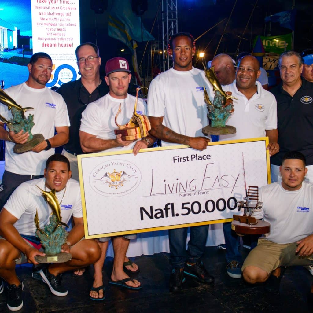 The *Living Easy,* big winners in Curaçao for the Blue Marlin Release Tournament.