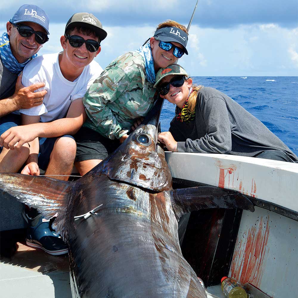 family fishing for swordfish