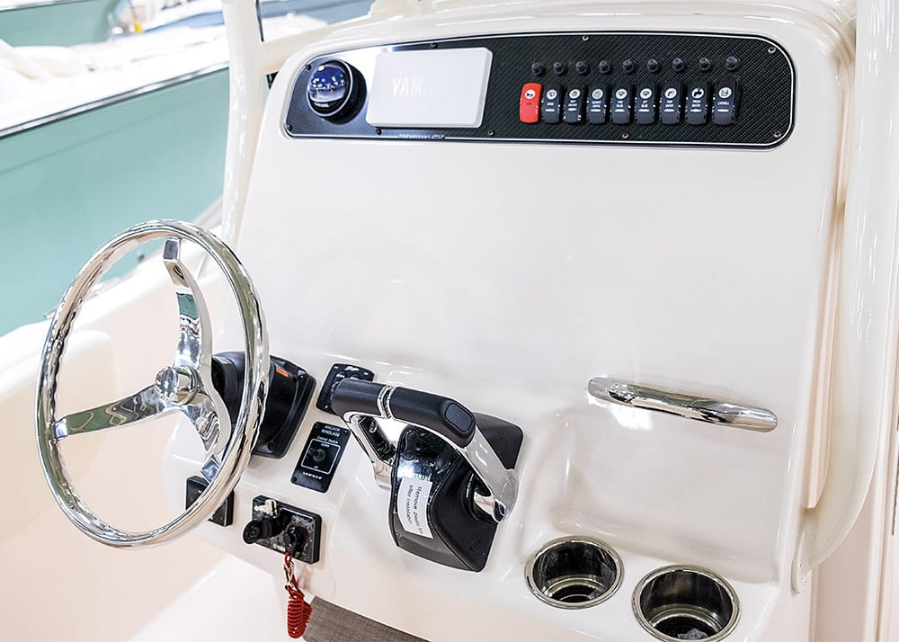 Yamaha digital panel on boat helm