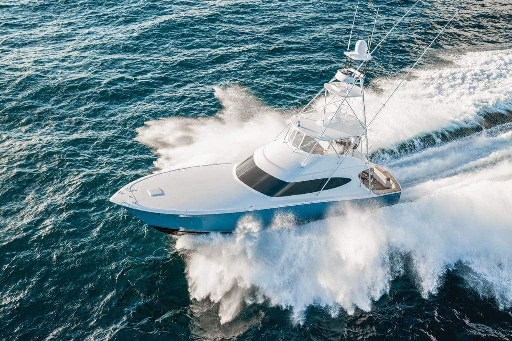 Hatteras GT59 on the water