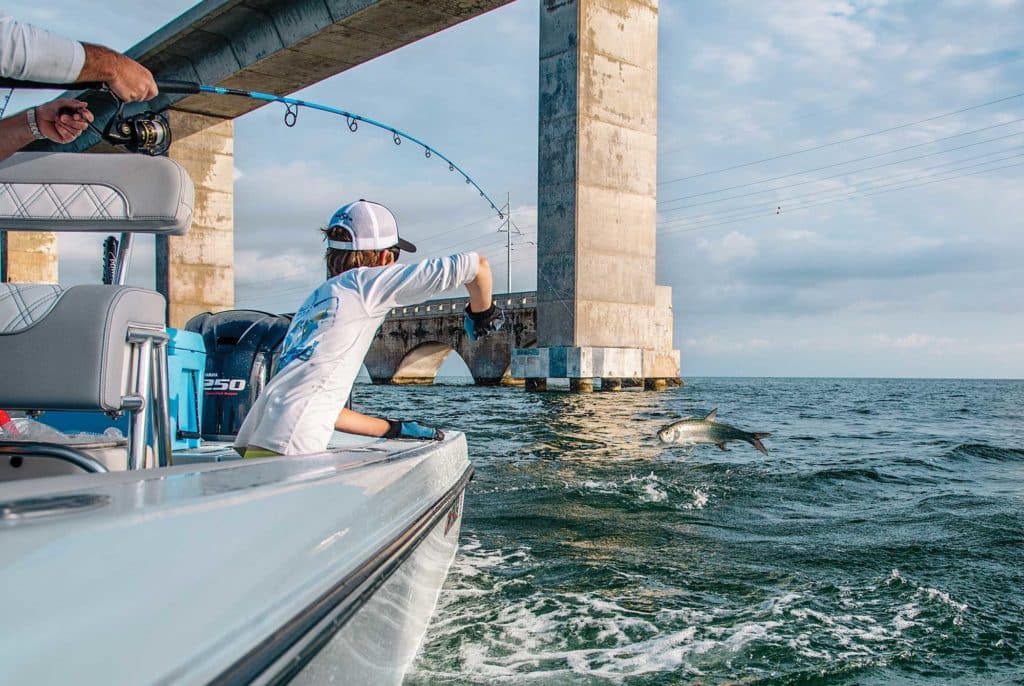 fishing near bridge pillars