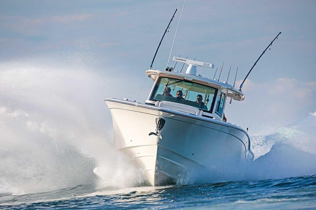 offshore boat making waves