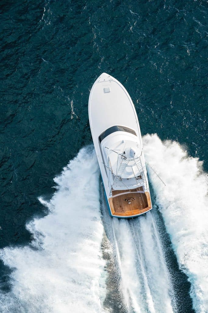 aerial view of an onboard fishing boat