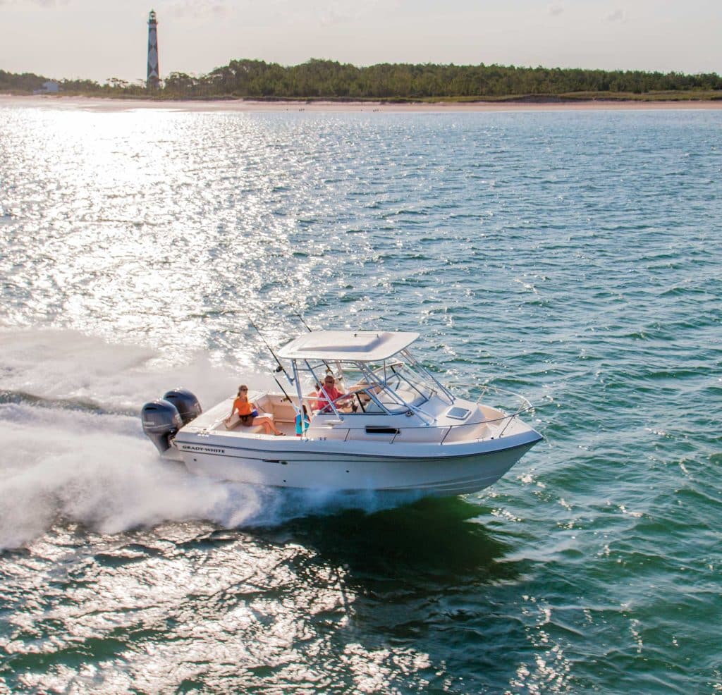 small outboard motor boat on the water