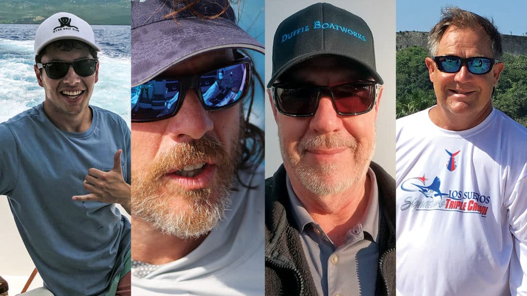 Portraits of four sea fishing anglers.