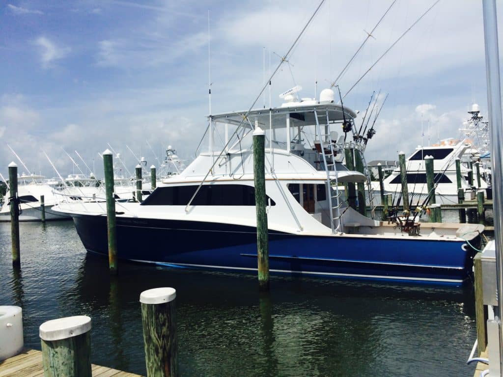 fishing boat on dock at White Marlin Open