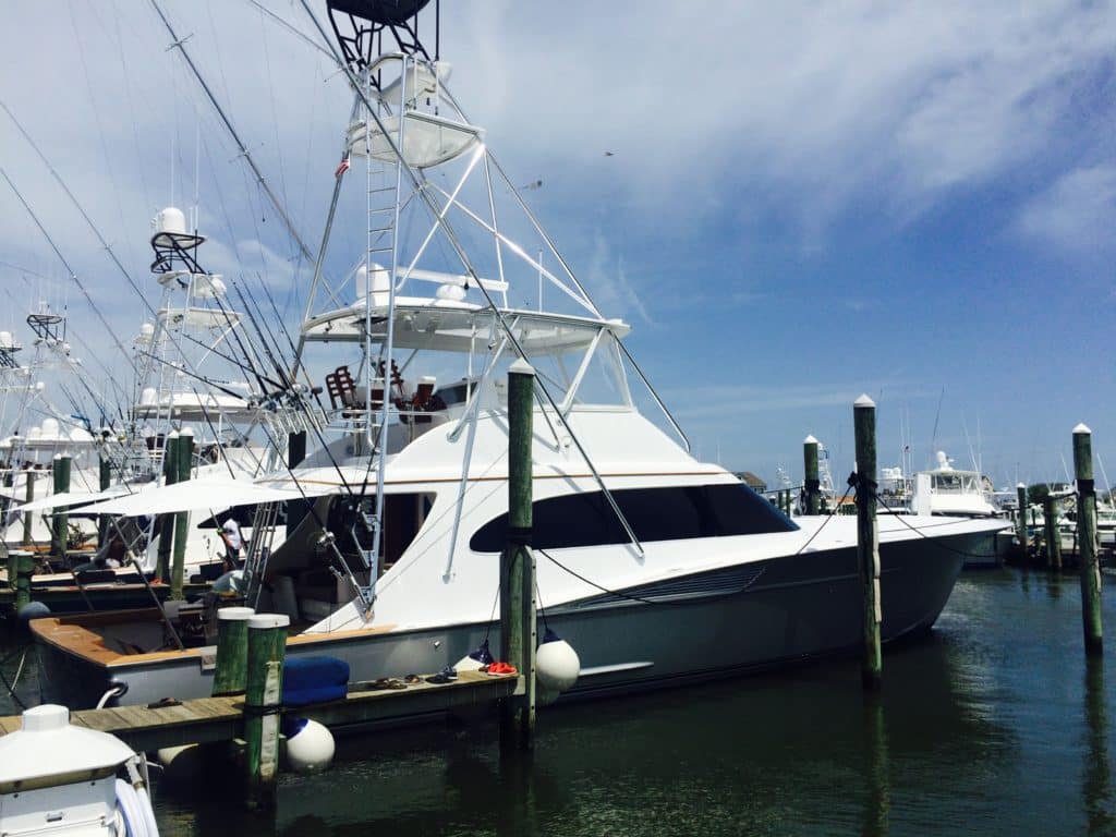 fishing boat on dock at White Marlin Open