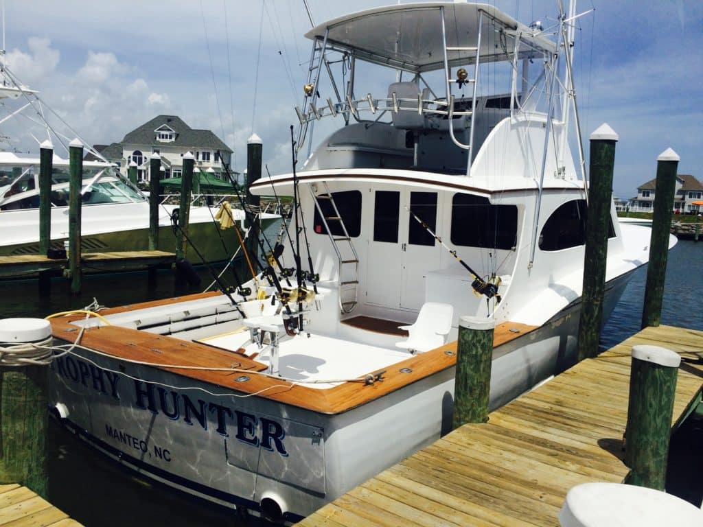 fishing boat on dock at White Marlin Open