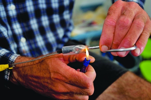 preparing tackle before fishing tournament