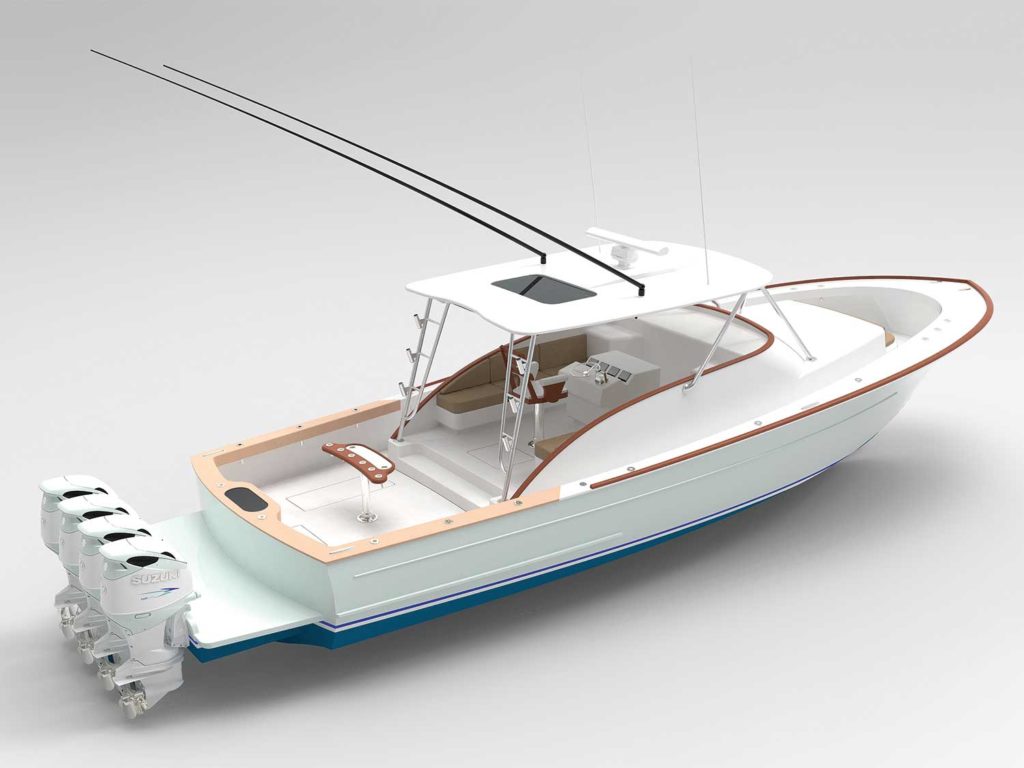 3d rendering of an outboard gamefisherman boat