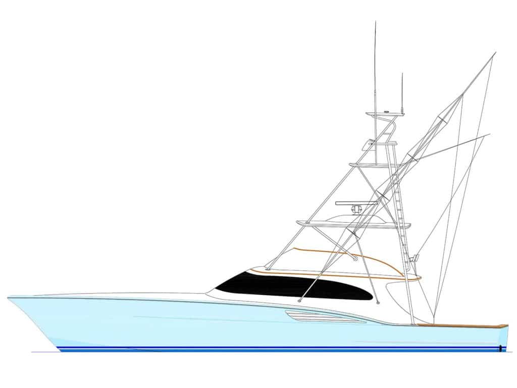 The Garlington Landeweer Marine 71, Miss Behavin', on the drawing board.