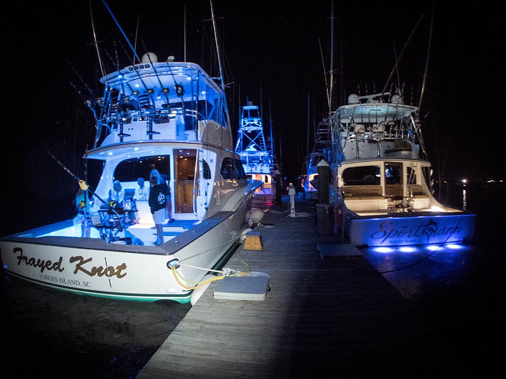2017 georgetown blue marlin tournament night shot of marina