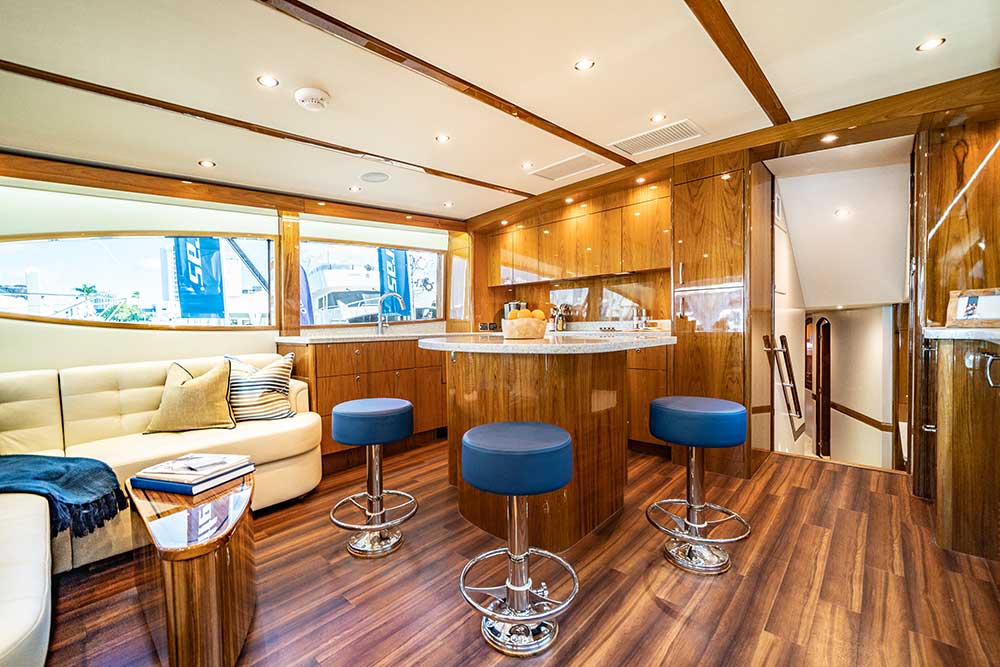 hatteras yacht interior kitchenette