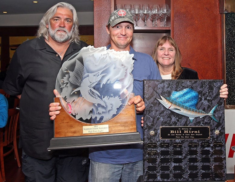 high point angler (l-r) wild bill withrowski, eric darville, tournament director dianne harbaugh.jpg